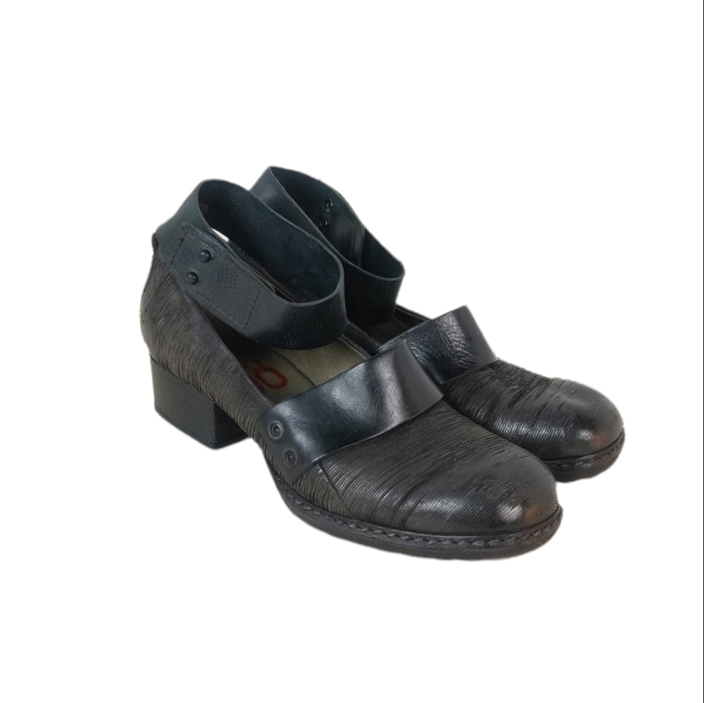 A.S. 98 Black Heeled Mary Jane with Ankle Strap, 37